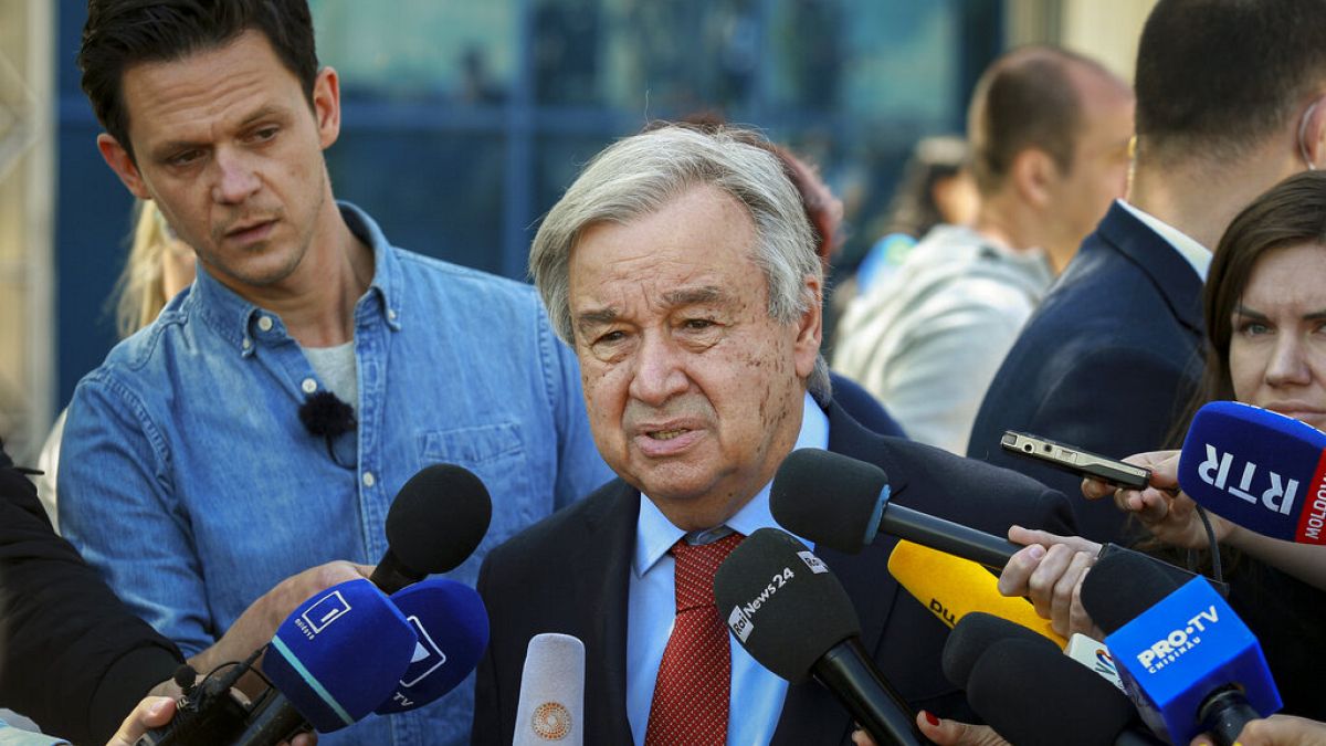 El secretario general de la ONU, António Guterres, el martes 10 de mayo de 2022 en Chisinau, Moldavia