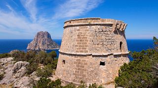 Ibiza's southwest coast, looking towards the mystical islet of Es Vedra