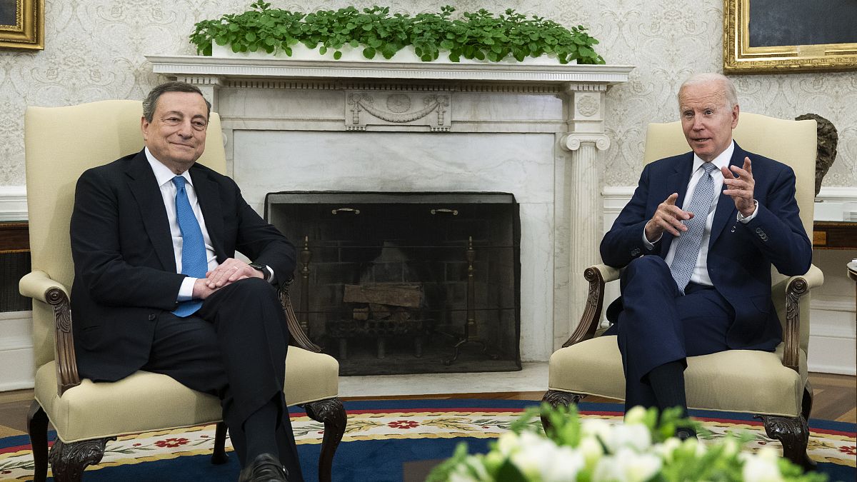 Mario Draghi con Joe Biden 