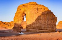 Jabal AlFil, known as Elephant Rock, in AlUla, Saudi Arabia