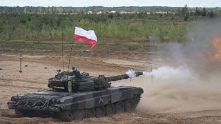 Ein polnischer Panzer bei einer Militärübung im September 2021