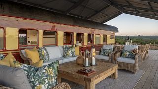 The 1970s train carriage has been stationed on a hilltop above the Mantis reserve