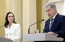 Finland's President Sauli Niinisto, right, has said the country will be better "protected" if it becomes part of the alliance.