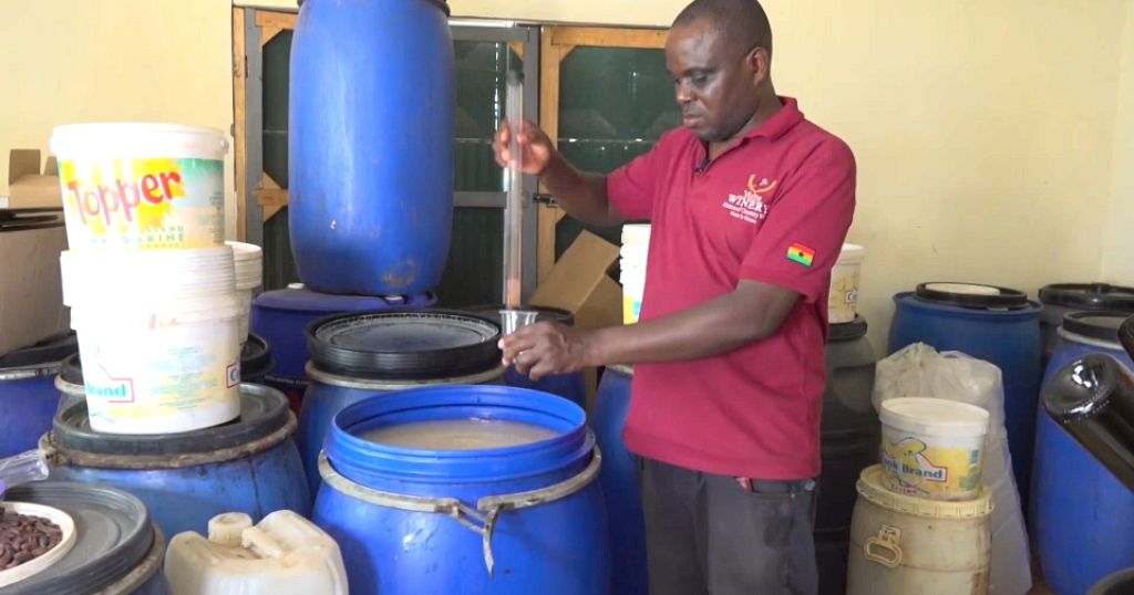 A Ghanaian company makes wine from cocoa