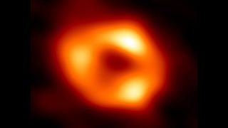 This image released by the Event Horizon Telescope Collaboration, Thursday, May 12, 2022, shows a black hole at the center of our Milky Way galaxy.
