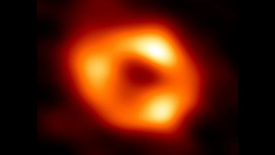 This image released by the Event Horizon Telescope Collaboration, Thursday, May 12, 2022, shows a black hole at the center of our Milky Way galaxy.