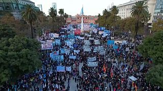 Manifestación en Buenos Aires (Argentina) contra el "ajuste" del FMI. 