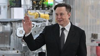 Archives :  Elon Musk dans l'usine Tesla de Berlin, en Allemagne, le 22 mars 2022 