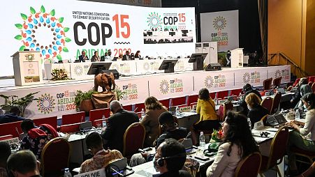 A general view of delegates during the COP15 meeting at at the Sofitel Ivoire Hotel in Abidjan on May 11, 2022.