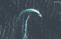صورة نشرتها شركة ماكسار تكنولوجيز الأميركية لما يعتقد أنها مناورة تقوم بها سفينة روسية كردّ على قصف جوي أوكراني
