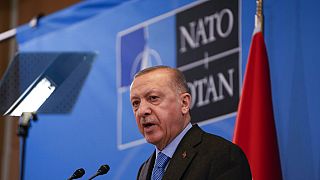 Der türkische Präsident am 24.3.22 im Nato-Hauptquartier in Brüssel