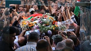 Filistinli gazetecinin cenazesi