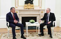 Russian President Vladimir Putin, right, listens to Leonid Bibilov, the leader of Georgia's breakaway region of South Ossetia, Moscow, March 13, 2020.