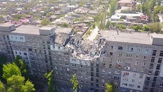 Edifícios destruídos em Mariupol, Ucrânia