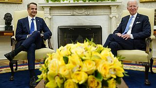 ABD BAşkanı Joe Biden Yunanistan Başbakanı Kiryakos Miçotakis'i Beyaz Saray'da ağırladı
