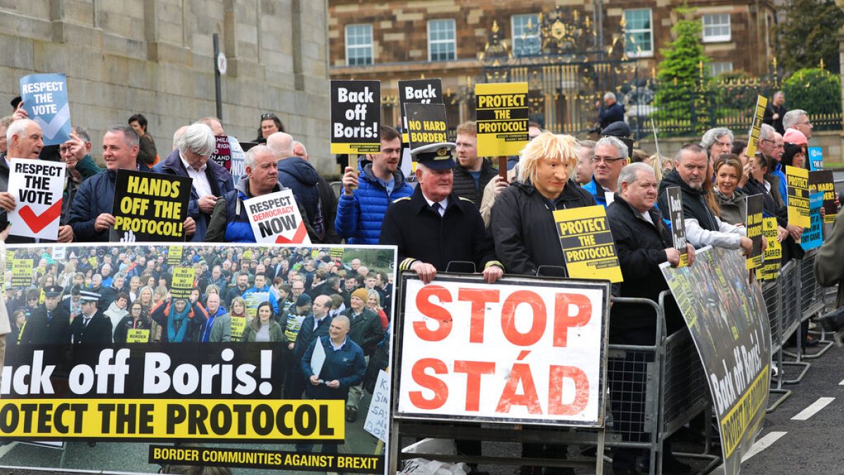 Διαδήλωση υπέρ του Πρωτοκόλλου με την ΕΕ για το Brexit στην Βόρεια Ιρλανδία