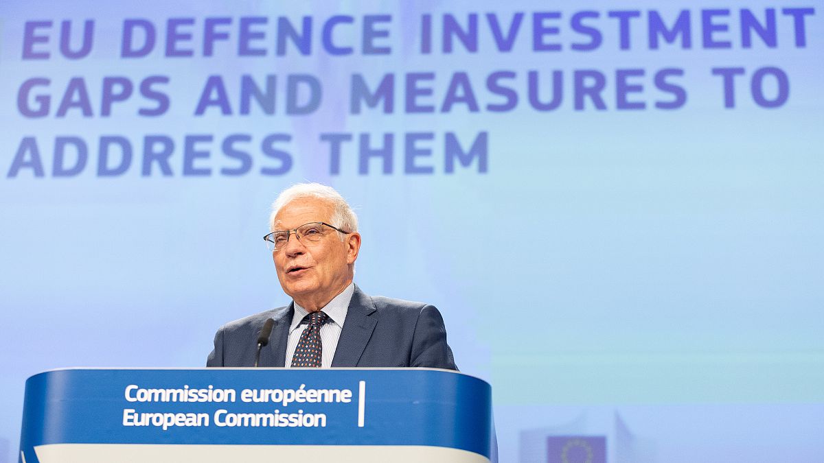 EU High Representative for Foreign Affairs, Josep Borrell, addressing reporters at a press conference on EU defence investment gaps and measures, May 18, 2022.