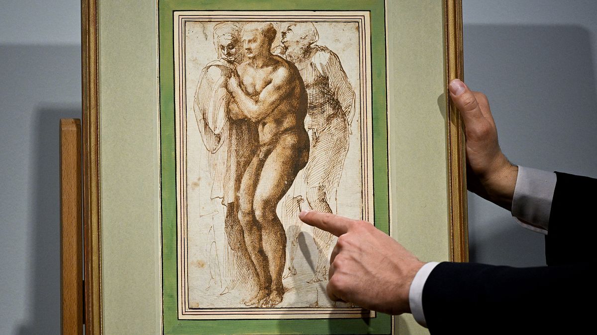  لوحة للفنان الإيطالي مايكل أنجلو في مزاد كريستيز في باريس، فرنسا.