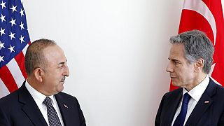 Le secrétaire d'État américain Antony Blinken rencontre le ministre turc des Affaires étrangères Mevlut Cavusoglu aux Nations unies, à New York