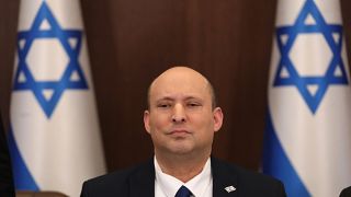 رئيس الوزراء الإسرائيلي نفتالي بينيت يترأس اجتماعا لمجلس الوزراء في مكتب رئيس الوزراء في القدس.