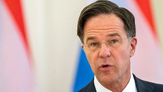 Dutch Prime Minister Mark Rutte speaks at a news conference.