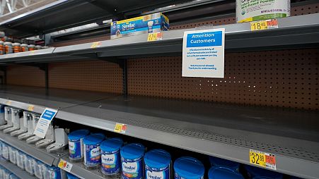 Shelves typically stocked with baby formula sit mostly empty at a store in San Antonio, Tuesday, May 10, 2022.