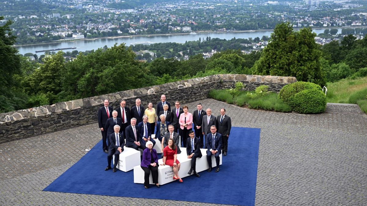 G7 Finance Ministers Meeting hosted by German Finance Minister Christian Lindner pose at the federal guest house Petersberg, near Bonn, Germany, May 19, 2022.