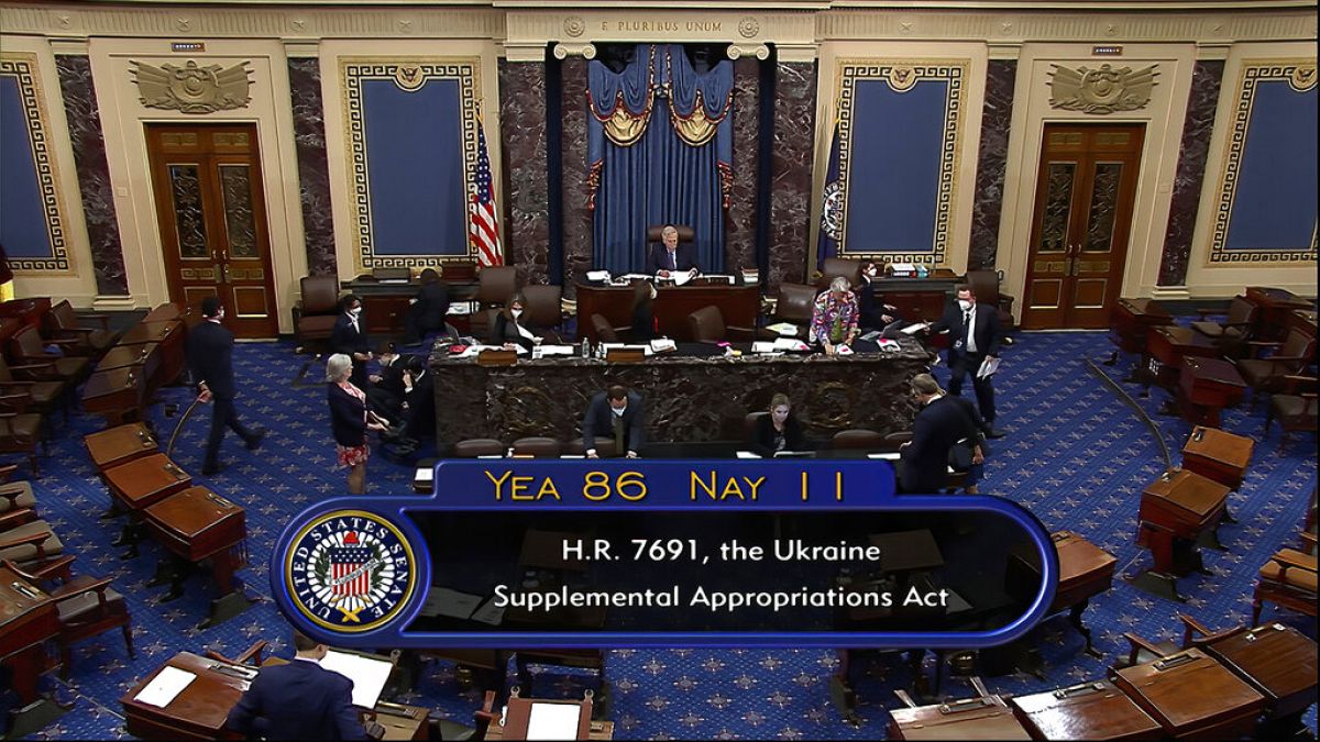 Az amerikai szenátus az ukrajnai segélycsomagról szavaz, 2022. május 19.