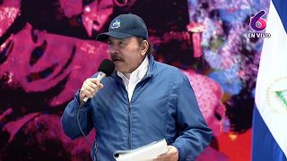 Daniel Ortega, presidente de Nicaragua, en el acto político de Managua.