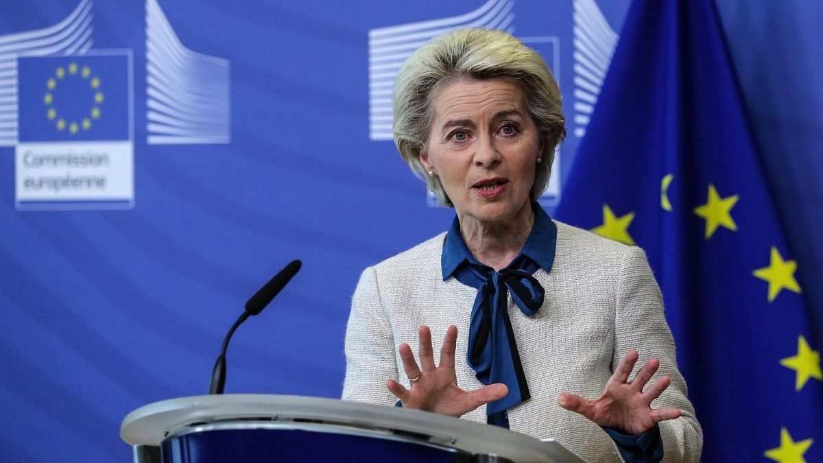 European Commission President Ursula von der Leyen delivers a press statement on the Commissions proposals regarding REPowerEU.
