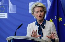 European Commission President Ursula von der Leyen delivers a press statement on the Commissions proposals regarding REPowerEU.