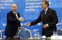 Vladimir Poutine et Gerhard Schröder.