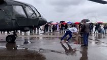 "Russian Hulk" sets world record by pulling three helicopters