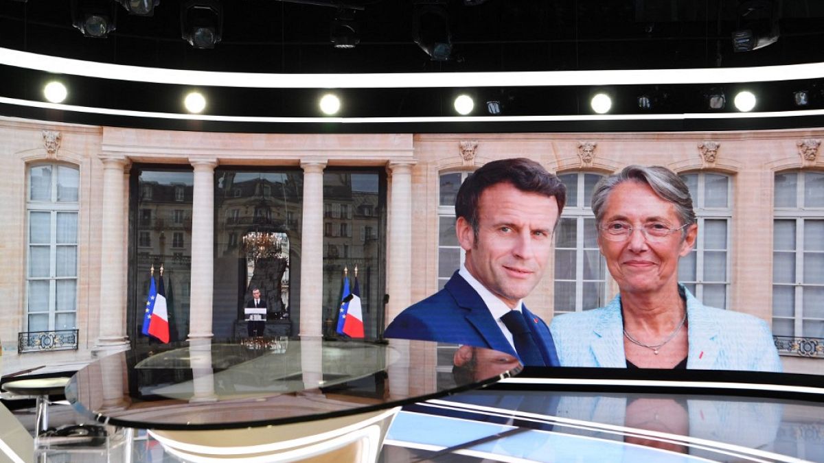 Presidente Emmanuel Macron e Elizabeth Borne, primeira-ministra francesa