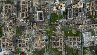 Lebombázott ukrán város 2022. május
