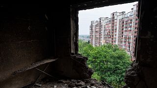 آثار القصف الروسي في خاركيف