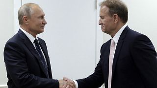 خلال لقاء بين الرئيس الروسي بوتين وميدفيتشوك في 2019