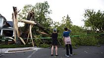 Un árbol destroza una vivienda al ser abatido por la tormenta, Ottawa, Canadá 21/5/2022