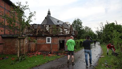 A house has its roof blown off by a tornado in Germany A house has its roof blown off by a tornado in Germany