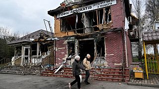 Destruição em Borodianka, nos arredores de Kiev