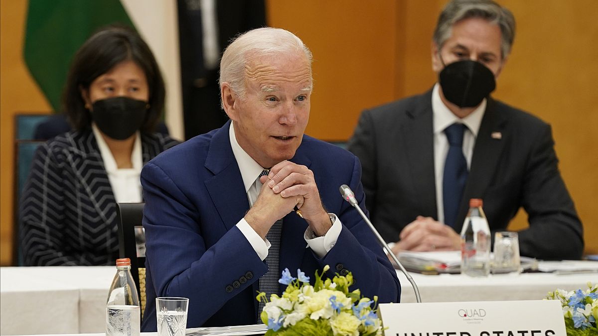 Joe Biden amerikai elnök a Quad csúcstalálkozón. 