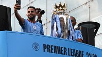 Football: Champions Manchester City, AC Milan parade in front of fans 