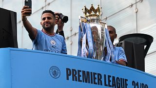 Football: Champions Manchester City, AC Milan parade in front of fans