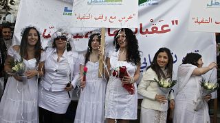 ناشطات يتظاهرن في بيروت مطالبة بتشريع الزواج المدني الاختياري (أرشيف)