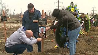 A graveyard in Dnipro, a city that neighbors the Donetsk region.  