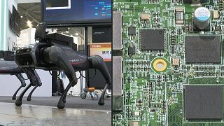 Caption: Xiaomi robotic canine Cyberdog at Computex