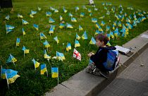 Erinnern an die Toten in Kiew in der Ukraine - 3 Monate nach Beginn des Krieges
