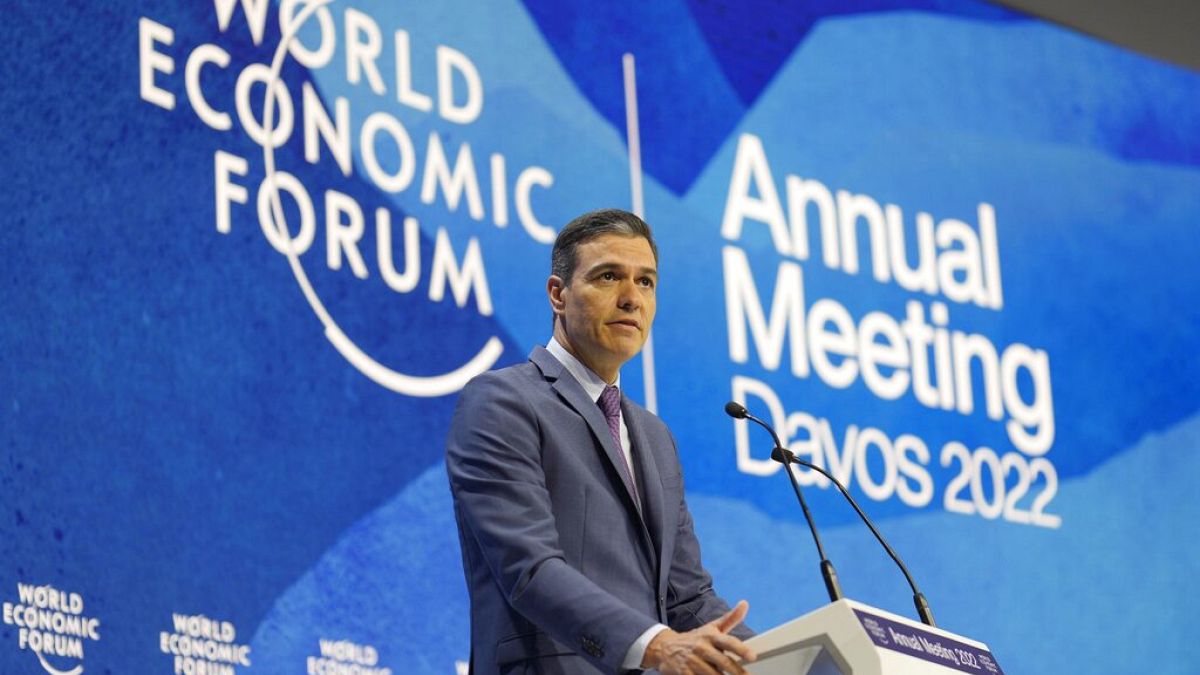 Pedro Sánchez, en el Foro Económico Mundial de Davos, el 24 de mayo de 2022