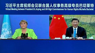 گفتگوی شی جین‌ پینگ، رئیس جمهوی چین و میشل باشله، کمیسر عالی حقوق بشر سازمان ملل متحد از طریق ویدئو کنفرانس
