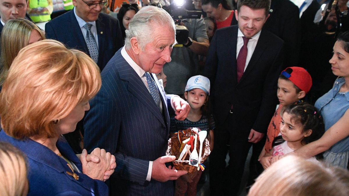 Britain's Prince Charles and Princess Margaret, the Custodian of the Romanian Crown, visit a centre for refugees fleeing the war in Ukraine, in Bucharest, Romania. 